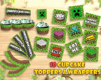 Minecraft cupcake Etsy photo regarding Printable Minecraft Cupcake Toppers called Minecraft cupcake Etsy